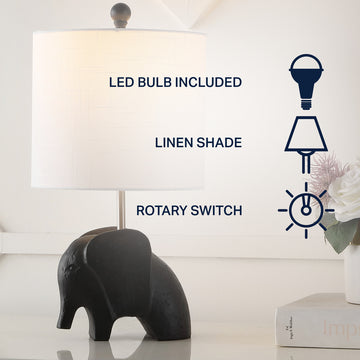 Koda Eclectic Southwestern Resin/Iron Elephant LED Kids Table Lamp - JONATHAN Y